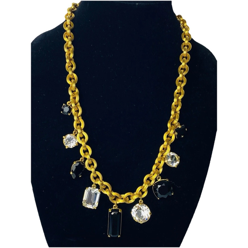 VTG MONET 24" Chain Swarovski Black Ice Crystals Runway Necklace YSL Era 192g
